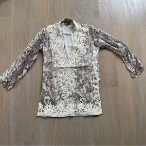 TAJ by Sabrina Crippa beaded snake print silk tunic